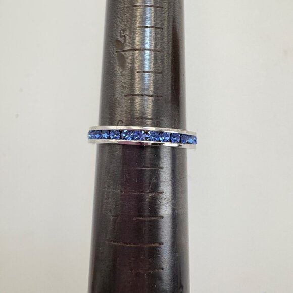 VTG Sterling Silver 925 Blue Cubic Zirconia Channel Set Statement Ring Size 6 - Picture 10 of 10